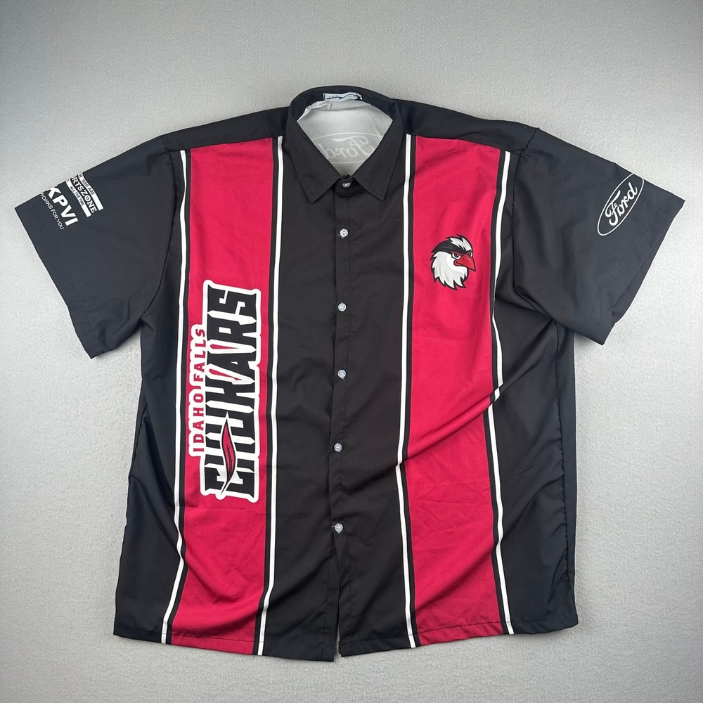 BWM Global Idaho Falls Chukars Shirt Mens XXL Black Red Ford Sponsor Button Down